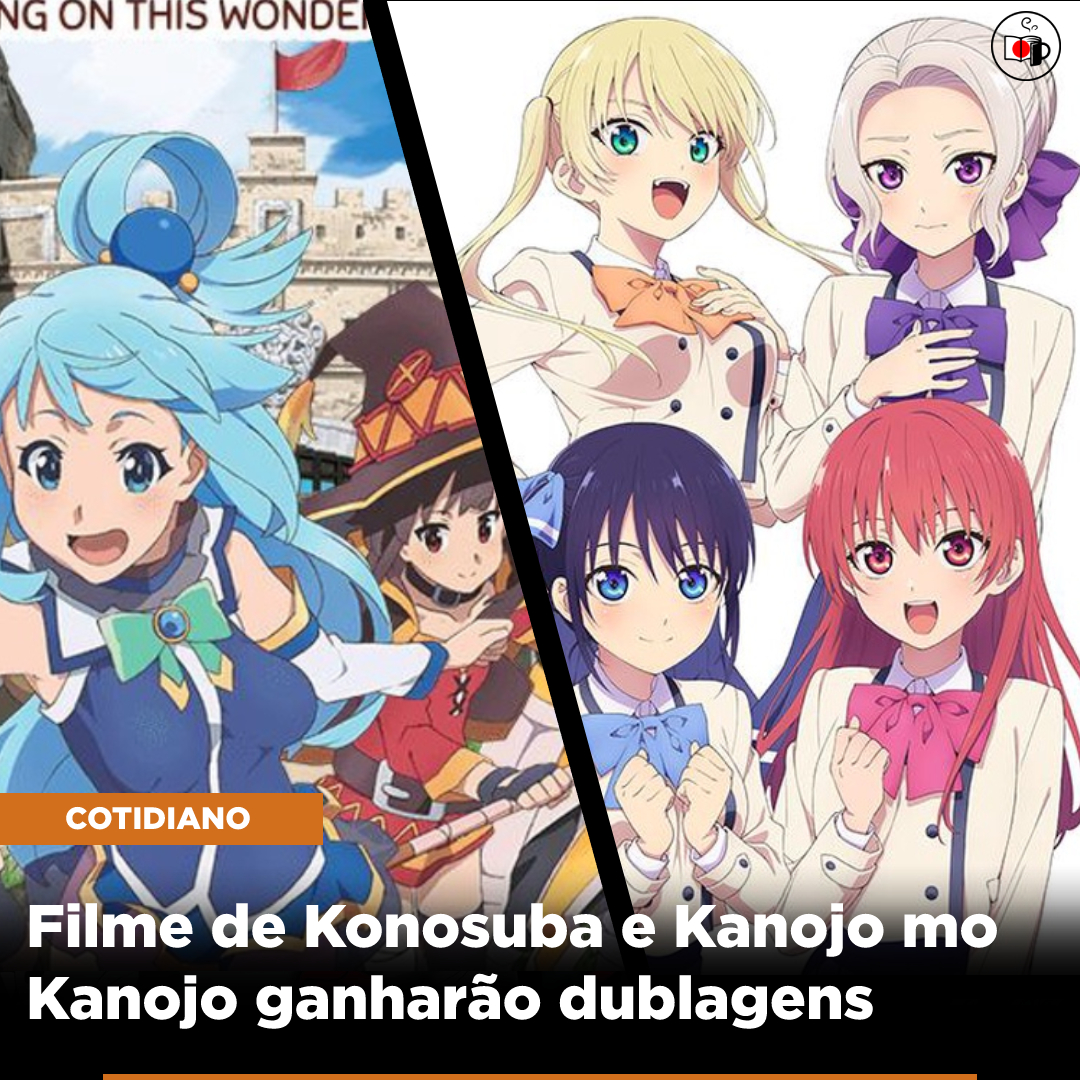 Filme de Konosuba e Kanojo mo Kanojo ganharão dublagens